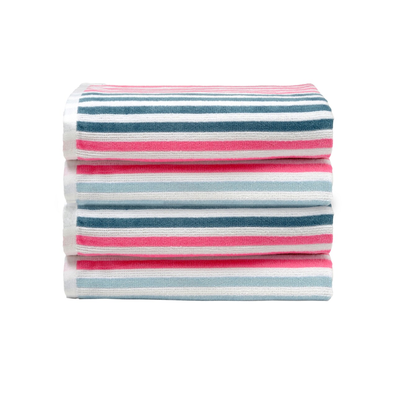 Dan River Cabana Stripe Beach Towel Set 2-4 Pack Velour Cotton Soft Quick Dry